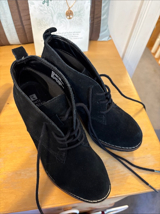 White Mountain Shoes - White Mountain Black Suede Lace-Up Ankle Boots